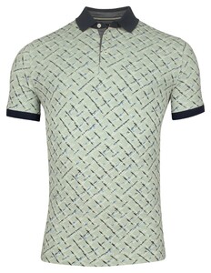 Baileys Two-Tone Piqué Allover Painted Check Pattern Poloshirt Misty Green