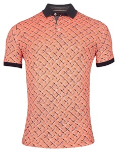 Baileys Two-Tone Piqué Allover Painted Check Pattern Poloshirt Orange