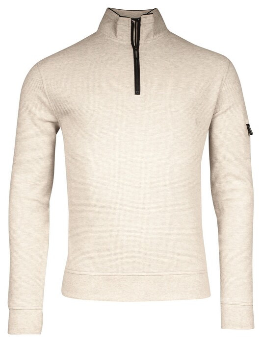 Baileys Uni Color Allover Waffle Texture Interlock Half Zip Sweatshirt Trui Kitt