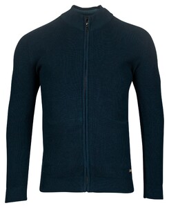Baileys Uni Color Cardigan Zip Allover Rib Knit Vest Dark Blue
