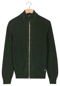 Baileys Uni Color Cotton Fullzip Allover Structure Knit Cardigan Dark Green