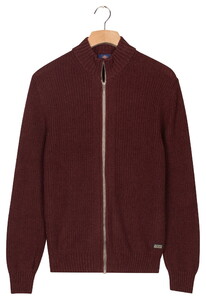 Baileys Uni Color Cotton Fullzip Allover Structure Knit Cardigan Dark Mauve