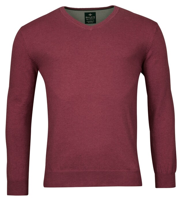 Baileys Uni Color Cotton V-Neck Single Knit Pullover Cerise