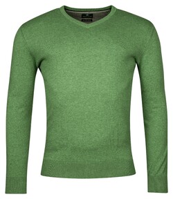 Baileys Uni Color Cotton V-Neck Single Knit Pullover Grass Green