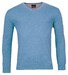 Baileys Uni Color Cotton V-Neck Single Knit Pullover Mid Blue