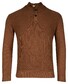 Baileys Uni Color Half Zip Buttons Front Fisherman Rib Tight Knit Pullover Brown