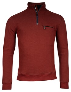 Baileys Uni Color High Low Texture Sweat Half Zip Interlock Pullover Deep Red