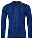 Baileys Uni Crew Neck Striped Cable Knit Pullover Blue