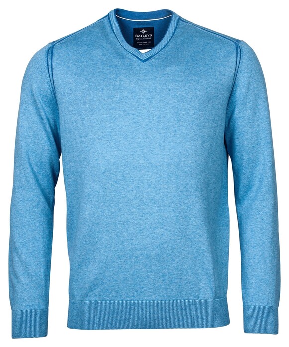 Baileys Uni Fine Contrast V-Neck Pullover Blue
