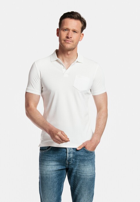 Baileys Uni Melange Two-Tone Piqué Polo Off White