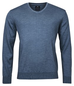 Baileys Uni Merino V-Neck Single Knit Pullover Denim Blue
