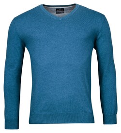 Baileys Uni V-Neck Cotton Single Knit Pullover Denim Blue