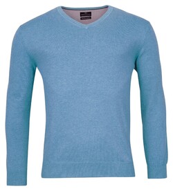 Baileys Uni V-Neck Cotton Single Knit Pullover Mid Blue