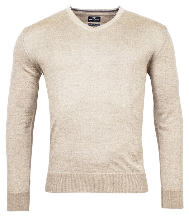 Baileys V-Hals Merinowol Uni Color Single Knit Trui Licht Beige