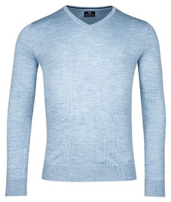 Baileys V-Hals Merinowol Uni Color Single Knit Trui Midden Blauw