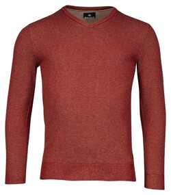 Baileys V-Neck Allover 2-Tone Structure Knit Pullover Stone Red