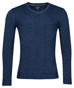 Baileys V-Neck Body And Sleeves Two-Tone Structure Jacquard Pullover Dark Blue
