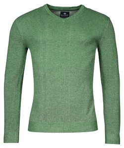 Baileys V-Neck Body And Sleeves Two-Tone Structure Jacquard Pullover Green