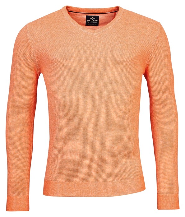 Baileys V-Neck Body And Sleeves Two-Tone Structure Jacquard Pullover Mid Orange