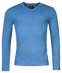 Baileys V-Neck Body And Sleeves Two-Tone Structure Jacquard Trui Bright Cobalt