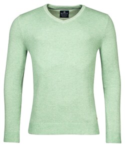 Baileys V-Neck Body And Sleeves Two-Tone Structure Jacquard Trui Pastel Groen