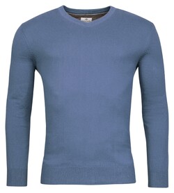 Baileys V-Neck Cotton Cashmere Single Knit Trui Denim Blue