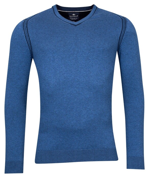 Baileys V-Neck Cotton Plated Pullover Limoges Blue
