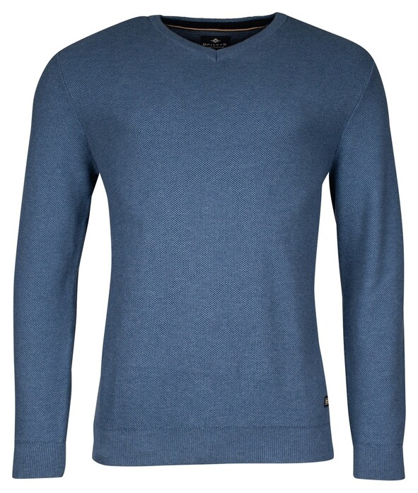 Baileys V-Neck Cotton Structure Knit Pullover Denim Blue