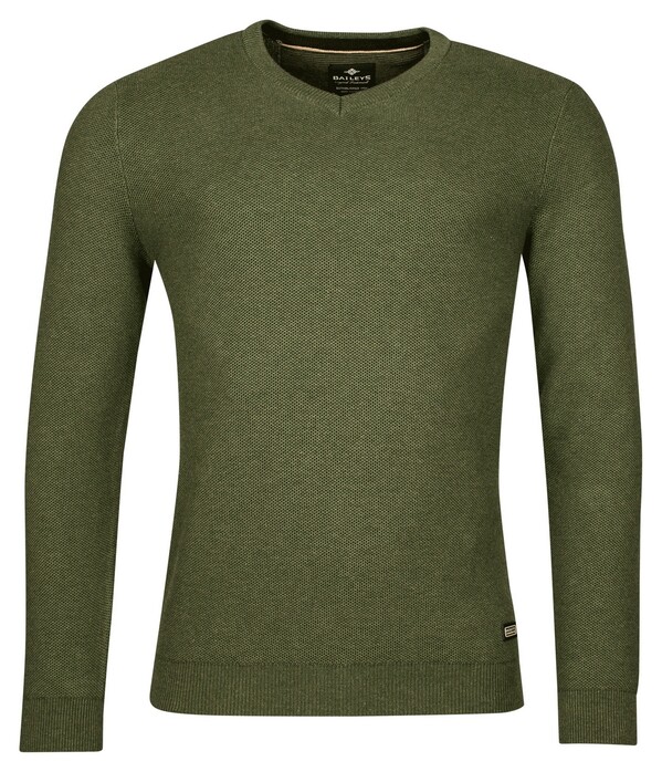 Baileys V-Neck Cotton Structure Knit Trui Groen