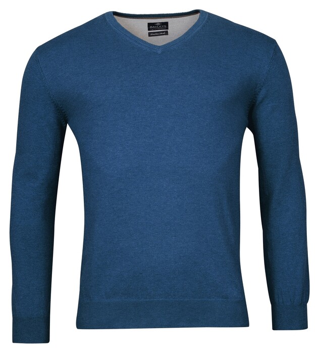 Baileys V-Neck Cotton Uni Pullover Limoges Blue