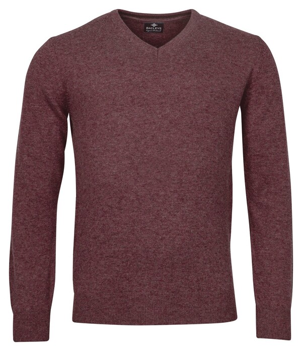 Baileys V-Neck Lambswool Uni Color Single Knit Pullover Cerise