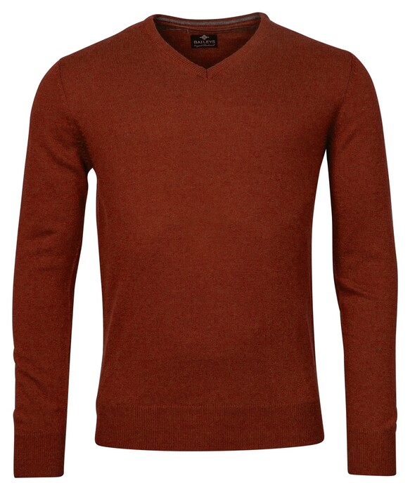 Baileys V-Neck Lambswool Uni Color Single Knit Pullover Deep Red