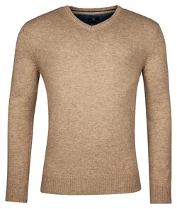 Baileys V-Neck Lambswool Uni Color Single Knit Trui Beige