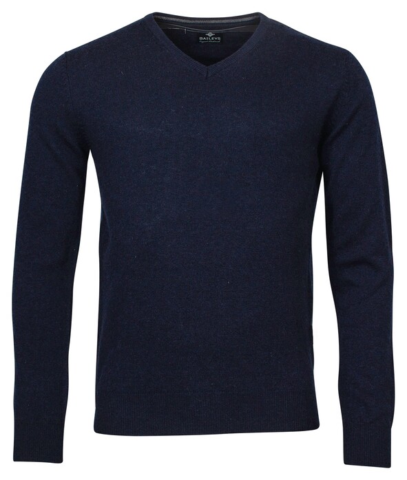 Baileys V-Neck Lambswool Uni Color Single Knit Trui Navy