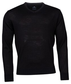 Baileys V-Neck Merino Pullover Single Knit Trui Zwart