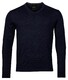 Baileys V-Neck Merino Wool Uni Color Single Knit Pullover Navy