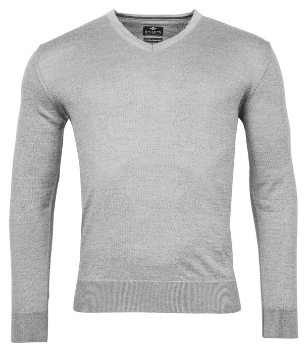 Baileys V-Neck Merino Wool Uni Color Single Knit Pullover Silver Grey