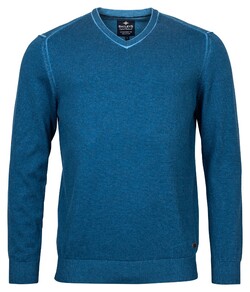 Baileys V-Neck Pullover Allover Plated Trui Midden Blauw