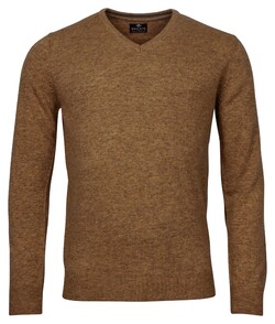 Baileys V-Neck Pullover Lambswool Single Knit Camel