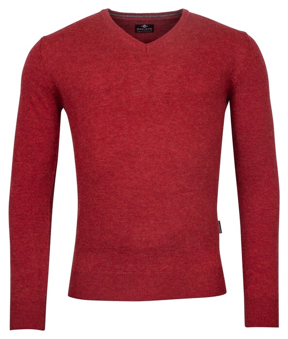 Baileys V-Neck Pullover Lambswool Single Knit Red