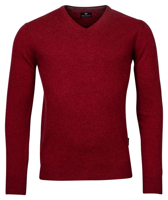Baileys V-Neck Pullover Lambswool Single Knit Stone Red
