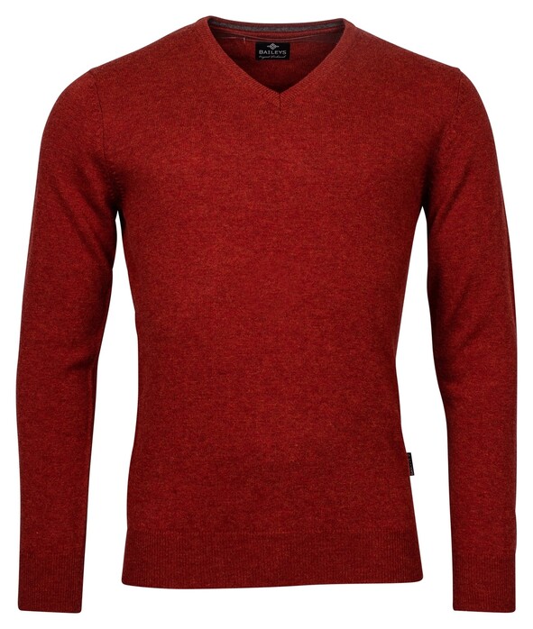 Baileys V-Neck Pullover Lambswool Single Knit Trui Brique