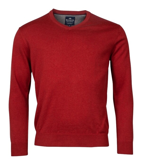 Baileys V-Neck Pullover Single Knit Combed Cotton Stone Red