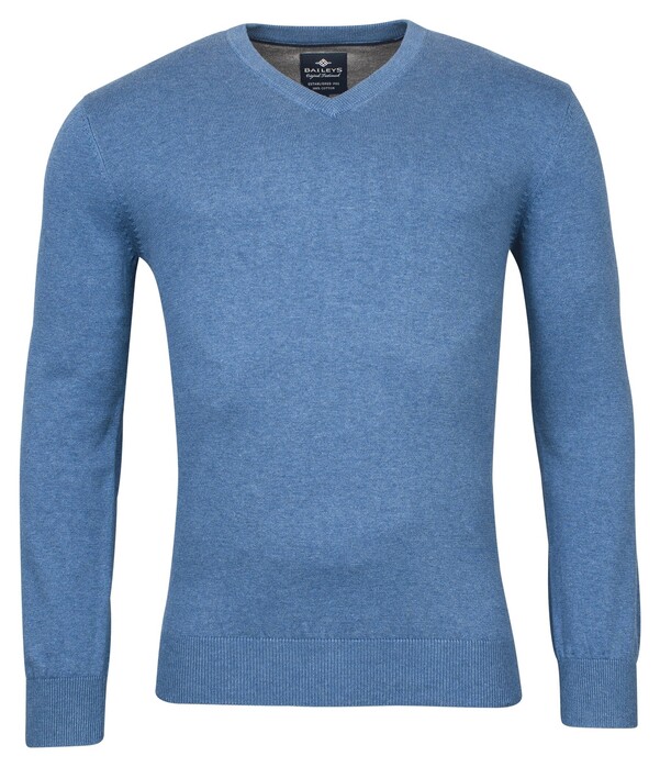 Baileys V-Neck Pullover Single Knit Combed Cotton Winter Blue