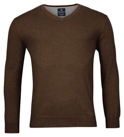 Baileys V-Neck Pullover Single Knit Dark Brown Melange