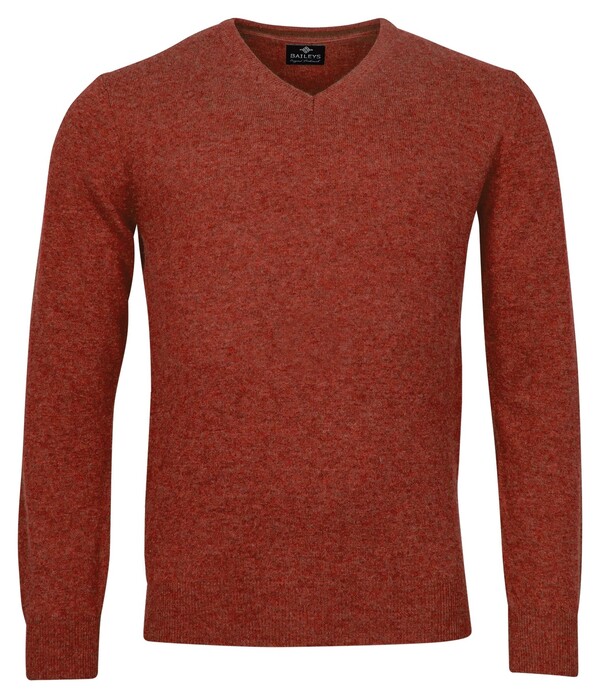 Baileys V-Neck Pullover Single Knit Lambswool Brique