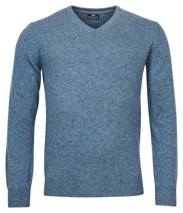 Baileys V-Neck Pullover Single Knit Lambswool Winter Blue