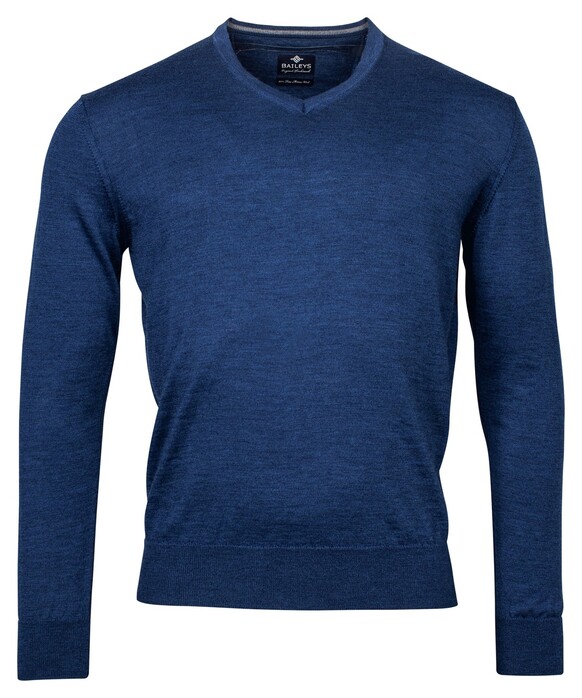Baileys V-Neck Pullover Single Knit Merino Trui Night Blue