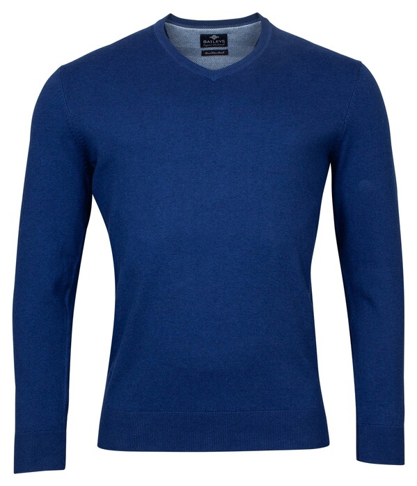Baileys V-Neck Pullover Single Knit Pima Cotton Blue