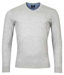 Baileys V-Neck Pullover Single Knit Pima Cotton Mid Grey